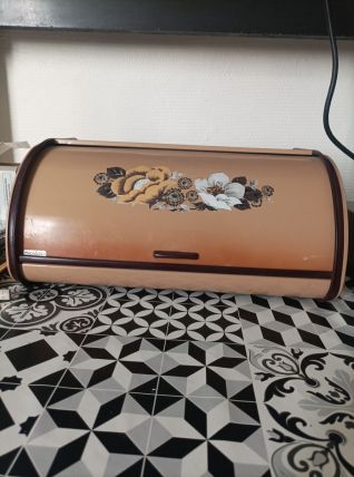 Boîte huche à pain tôle émaillée Rossignol vintage