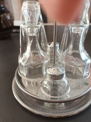 Serviteur a assaisonnement,verre,plateau inox