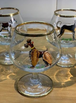 Verres chiens Vintage