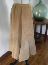 Jupe mi-longue Beth Terrell en daim 42 44 vintage 80