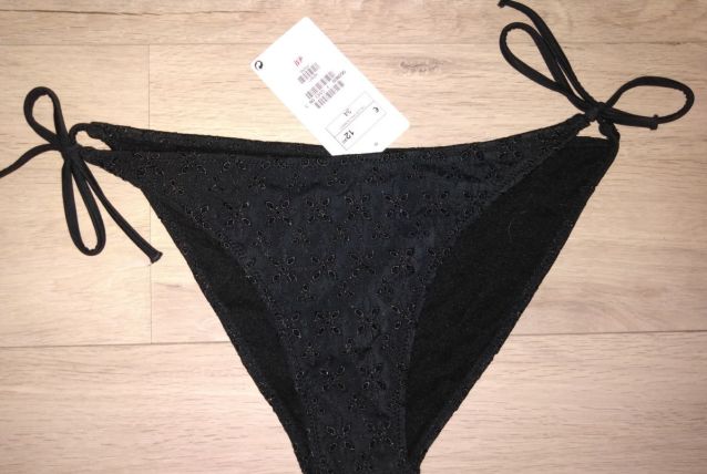 bas de maillot de bain culotte noir broderie femme taille38 