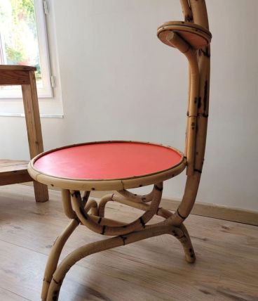 Porte plante vintage en rotin