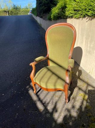 Fauteuil magnifique Voltaire XIX ème siècle, en noyer d'époq