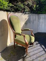 Fauteuil magnifique Voltaire XIX ème siècle, en noyer d'époq