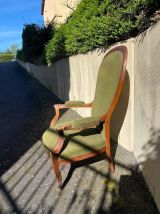Fauteuil magnifique Voltaire XIX ème siècle, en noyer d'époq