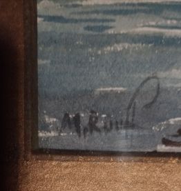 Tableau Aquarelle "Marine" Magnifique peinture d'époque 19
