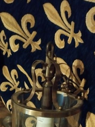 Superbe lustre lanterne ancienne intérieur / extérieur verre