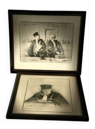 2 lithographies Honoré Daumier - Les gens de justice 