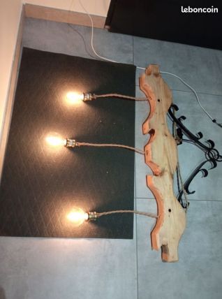 Lustre/plafonnier bois joug de boeuf customise