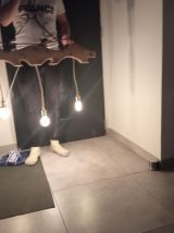 Lustre/plafonnier bois joug de boeuf customise