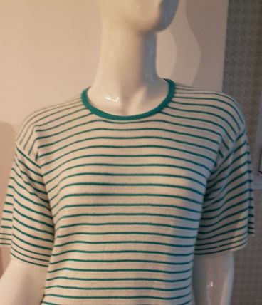 Pull mariniere vert et blanc t40
