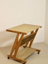 Chariot de bar vintage année 60 chêne et métal produit par J
