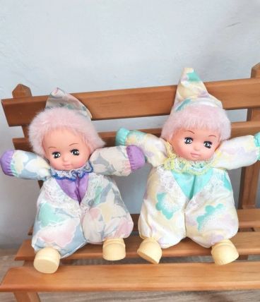 Lot petite poupée de chiffon bébé clown vintage 