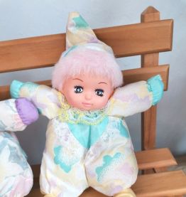 Lot petite poupée de chiffon bébé clown vintage 