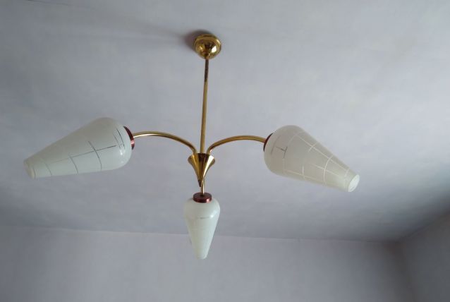 lustre verre et laiton