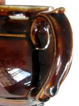 Ancienne cafetière en céramique vernissée marron