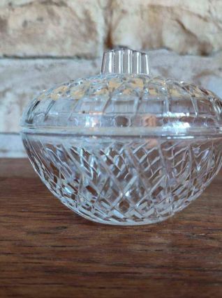 BONBONNIÈRE VINTAGE EN VERRE CISELÉ