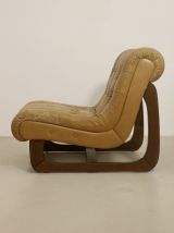 Fauteuil en cuir camel  année 60.  Ref Cally