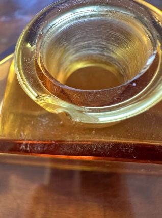 Flacon à Parfum Art-Deco en cristal de Bohème couleur Ambre