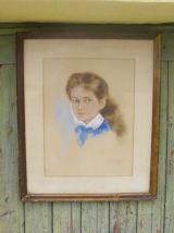 Portrait de femme au pastel signé Tony La Foglia