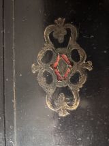 Boîte ancienne en bois Noirci Napoléon III rehaussé de laito