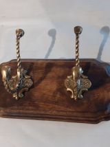 Portemanteau rustique avec 2 patères en bronze