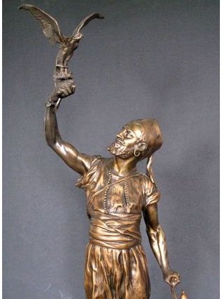 Fauconnier arabe.Mène.Bronze 19e