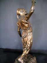 Fauconnier arabe.Mène.Bronze 19e