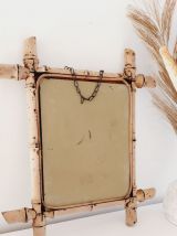 Miroir en bois sculpté façon bambou 