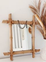Miroir en bois sculpté façon bambou 
