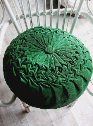 Coussin rond en velours vintage 