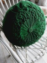 Coussin rond en velours vintage 