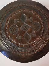 Boite cuir repoussé touareg ethnique afrique maroc niger mau