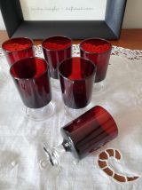 Ensemble de 6 verres à liqueur rouge Rubis Suède LUMINARC