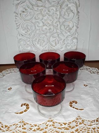 Ensemble de 6 coupes à champagne rouge Rubis Suède LUMINARC.