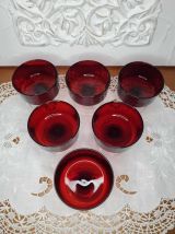 Ensemble de 6 coupes à champagne rouge Rubis Suède LUMINARC.