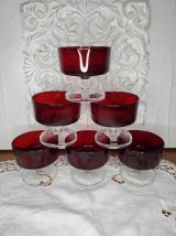 Ensemble de 6 coupes à champagne rouge Rubis Suède LUMINARC.