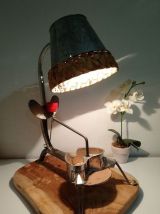 Lampe déco artisanale recyclage moulinette métal
