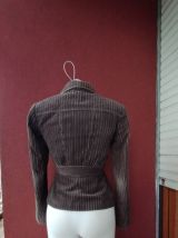 Blazer ceintré kaki vintage Armand Ventilo en velours 