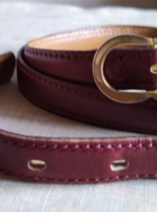 Ceinture fine rouge hermès en box calf 
