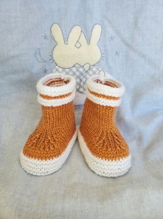 Chaussons bottes de pluie AIGLE pour bébé  tricot fait main