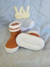 Chaussons bottes de pluie AIGLE pour bébé  tricot fait main
