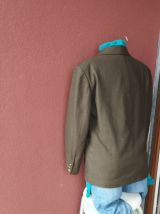 Magnifique Blazer laine androgyne kaki  épaules 45 cm
