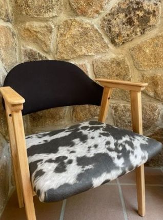 Fauteuil bois imprimé Vache