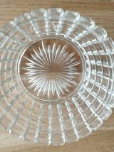 Verrerie ancienne bonbonnière en verre pressé avec couvercle