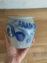 Pot à sel en grès d’Alsace gris et bleu, céramique française