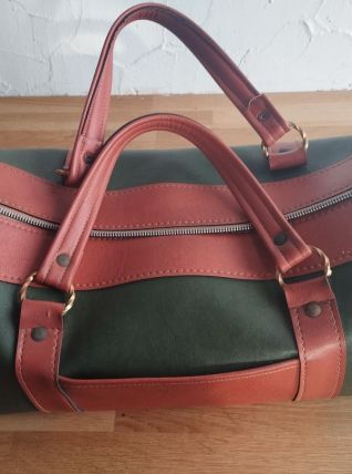 Sac de voyage 24H vintage - Vert &amp; marron fin années 70