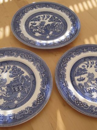 3  assiettes plates old willox alfred meakin england t