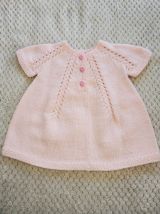 Robe Création en laine layette ROSE, tricot fait main