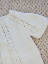 Gilet Création laine layette blanche, tricot fait 0-3 mois